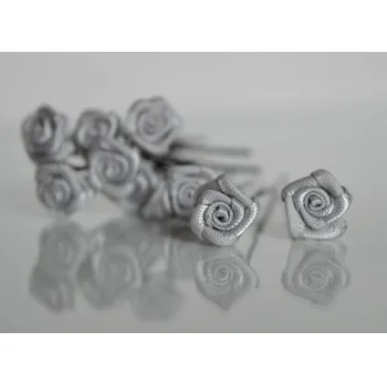 Svatební dekorace Růžička na vlásence stříbrno-šedá (světlejší)