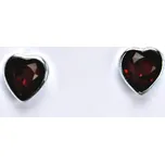 Zlaté náušnice se Swarovski krystalem siam, bílé zlato, srdce, NŠ 1315