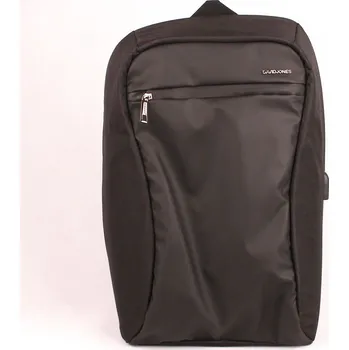 Městský batoh Velký zpevněný černý batoh David Jones PC-033 s obsahem cca. 20l s USB