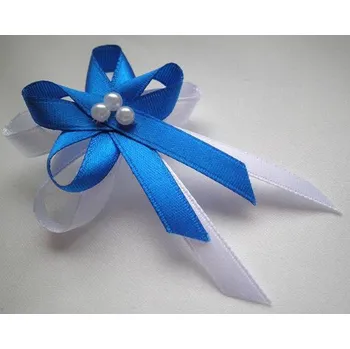 Svatební dekorace Šatoli.cz Bílo - tmavě modrý vývazek (velký)