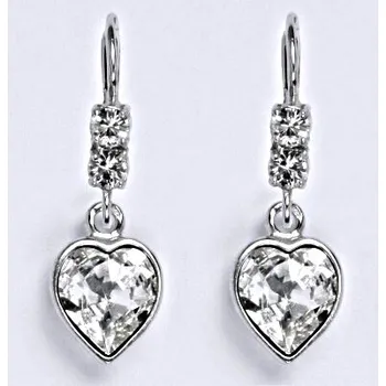 Náušnice Stříbrné náušnice se Swarovski krystalem čiré, srdce, NK 1346/1396