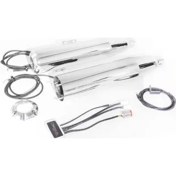 Motodíl 2ks výfukových tlumičů včetně katalyzátorů EURO 4 + ACS systém pro regulaci zvuku - NEREZ - CHROM - 007152 300518