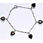 Stříbrný náramek se Swarovski krystaly siam, srdce, R 1396