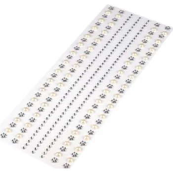 Samolepící dekorace Samolepící dekorace kamínky, kytičky, perly stříbrná