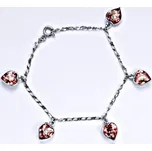 Stříbrný náramek se Swarovski krystaly rose, srdce, R 1396