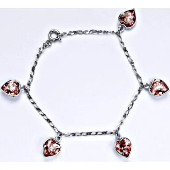 Náramek Stříbrný náramek se Swarovski krystaly rose, srdce, R 1396