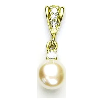 Přívěsek Zlatý přívěsek, přírodní říční perla bílá 7,5-8 mm, žluté zlato, P 1207/2
