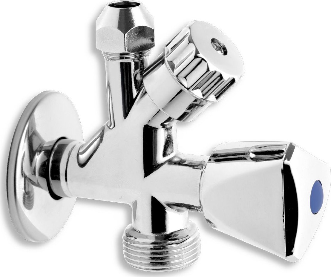 Novaservis Kombinovaný roháček s ventilem pro pračku 1/2" x 3/8" x 3/4" CF5104