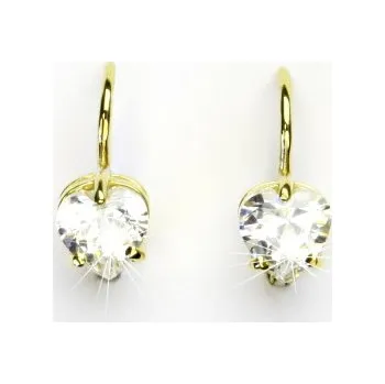 Náušnice Zlaté náušnice, žluté i bílé zlato, srdíčka čiré zirkony - NK 1362