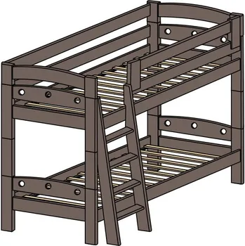 Dětsný nábytek bezpečná barevná palanda z masivu FIJA PB pro děti (mořená patrová postel z masivu pro děti)