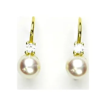 Náušnice Zlaté náušnice, žluté i bílé zlato, přírodní bílá perla - NK 1243