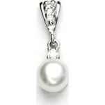 Zlatý přívěsek, přírodní říční perla bílá 7,5-8 mm, bílé zlato, P 1207/2