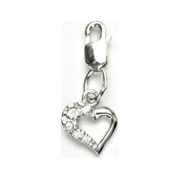 Přívěsek Stříbrný přívěsek srdíčko s karabinkou - P 1321 (Stříbrné srdíčko na karabině)