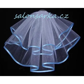 Svatební dekorace Šatoli.cz Bílý závoj s modrým lemem 40 cm