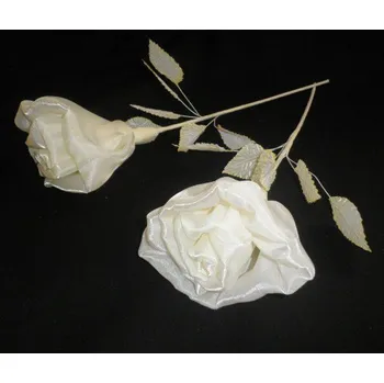 umělá květina Krémová monofilová růže na stonku - zápich