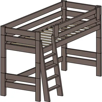 Dětská postel Barevná mořená palanda z masivu INGE VB, mořené horní spaní masiv 90x200 ROALHOLZ