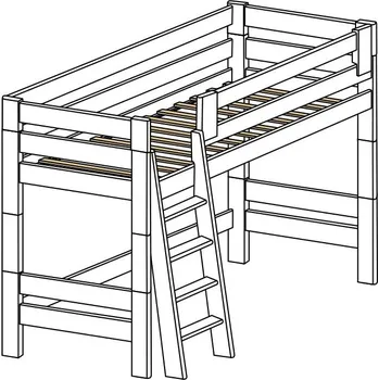 Dětská postel Bílá bezpečná rozkládací palanda z masivu INGE VB, bílé horní spaní 90x200 ROALHOLZ