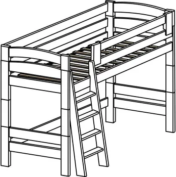 Dětská postel Bílé bezpečné horní spaní z masivu, bílá palanda pro děti ELEA VB 90x200 ROALHOLZ