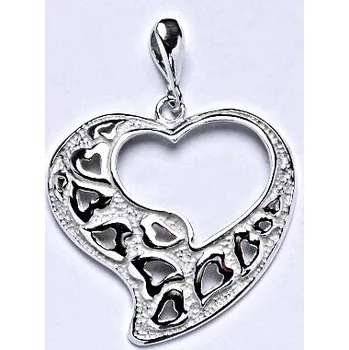 Přívěsek Stříbrný přívěsek, srdce s malými srdíčky, přívěsek ze stříbra, P 977