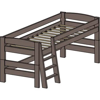 Dětská postel Barevné zvýšené jednolůžko z masivu ELEA N 90x200, barevná nízká palanda ROALHOLZ