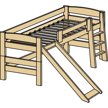 Dětská postel Dřevěná nízká palanda z masivu ELEA N se skluzavkou 90x200 masiv smrk ROALHOLZ