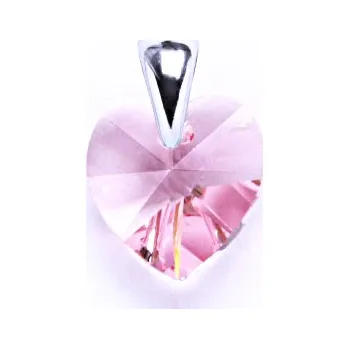 Šperk Přívěsek stříbrný srdce s krystalem Swarovski ( light rose 14 mm) P 1302