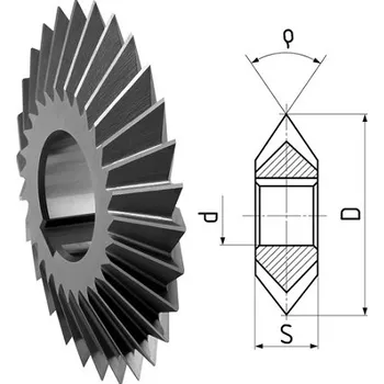 Příslušenství k frézce Fréza úhlová oboustranná souměrná - 60°x 80 mm, HSS, ČSN 222250, F857070 (ZPS-FN. Vnější průměr 80 mm, úhel 60°, otvor 27 mm)