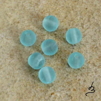 Korálek Korálky skleněné kuličky frosty akvamarínové 5mm - 40 ks