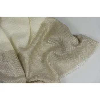 Šála Vlněná vzorovaná šála - smetanová a světle hnědá se stromečkovým vzorem