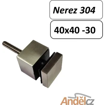 Zábradlí Držák skla bodový hranatý40 x 40 - 30 M10