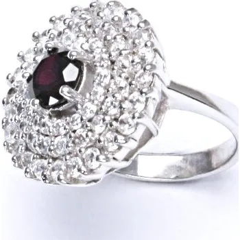 Prsten Stříbrný prsten, přírodní granát, šperky s granáty, 11,13 g, vel. 56