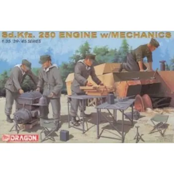 Plastikový model Dragon Sd. Kfz. 250 Engine w/Mechanics 1:35