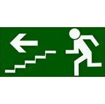 Úniková fotoluminiscenční bezpečnostní tabulka - Únikové schodiště vlevo dolů, samolepicí fólie