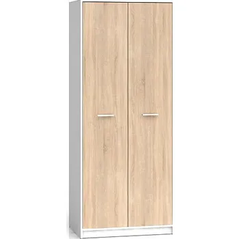 Šatní skříň BRW Šatní skříň Nepo Plus SZF2D Bílá/dub sonoma