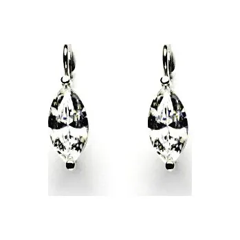 Náušnice Zlaté náušnice, čirý zirkon 12x6, bílé i žluté zlato - NK 1363