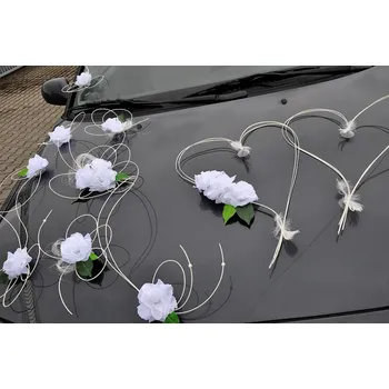 Svatební dekorace Výzdoba auta srdce - bordó + doprava zdarma