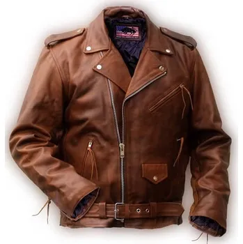 Pánský křivák Kožený Křivák Retro Hnědý Světlý - 3Xl