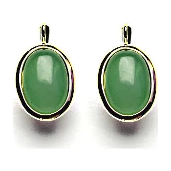 Náušnice Zlaté náušnice, přírodní kámen avanturin, žluté zlato - NK 1454 (avanturin 14x10 mm)