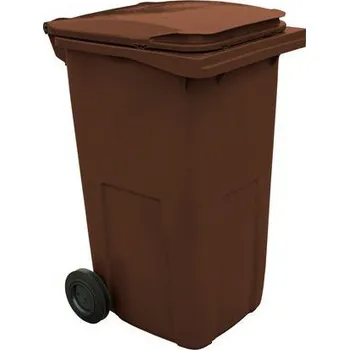 Popelnice Plastová venkovní popelnice na tříděný odpad, objem 240 l, hnědá