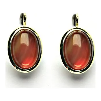 Náušnice Zlaté náušnice, přírodní kámen světlý karneol, žluté zlato - NK 1454 (karneol 14x10 mm)