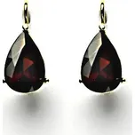 Zlaté náušnice, přírodní granát slza 12x8 mm, bílé i žluté zlato, NK 1360