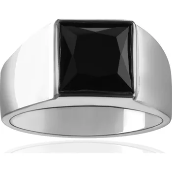 Prsten Portos - pánský prsten s černým zirkonem, Materiál: Stříbro, ryzost 925/1000