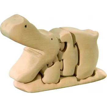 Vánoční dekorace Ornatis Dřevěné 3D puzzle Hroch Provedení: Přírodní bez malování, Velikost stojících figur dospělých postav: 16 cm