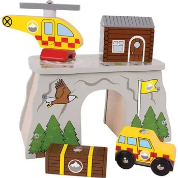 Vláček a vláčkodráha Bigjigs Rail Tunel horská služba