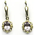 Zlaté náušnice, přírodní světlý ametyst, žluté zlato, NK 1140/20