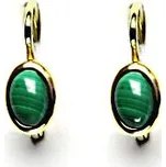 Zlaté náušnice, žluté i bílé zlato, přírodní malachit, NK 1353 (malachit 6x4 mm)
