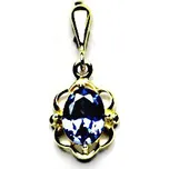 Zlatý přívěsek, synt. tmavý akvamarin, žluté zlato, P 1140/22 (zirkon 8x6 mm)