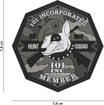 Nášivka Gumová nášivka 101 Inc Hunt Squad - šedá