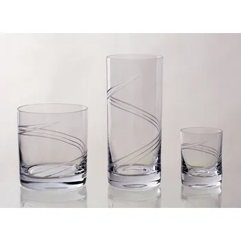 Sklenice Bohemia Crystal set - broušené skleničky Barline Vlna (18 ks)