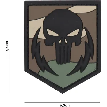 Nášivka Gumová nášivka 101 Inc Punisher Thunder - woodland
